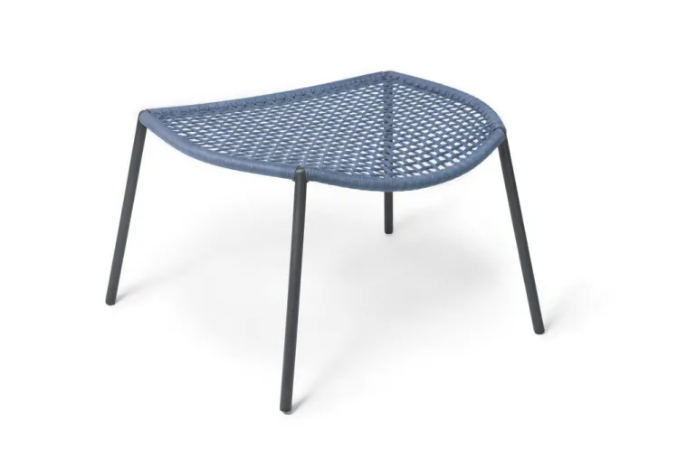 Hocker FISCHER �Bloom Lounge Fu�auflage blau� Edelstahl Geflecht